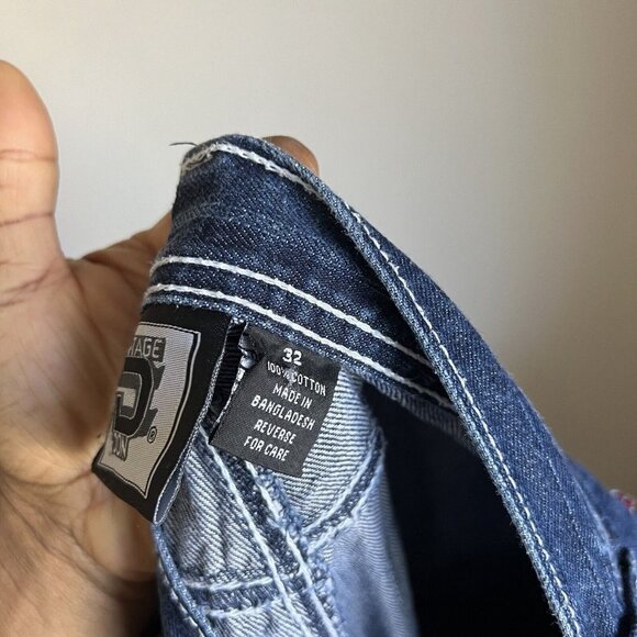 Vintage Don Men Size 32 X 30 Baggy Straight Jeans Logo Embroidered Hip Hop READ - Picture 5 of 6